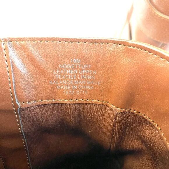 Nine West Nogettuff Ankle Boots Heels Leather Buckle Zip Closure Brown Camel 10 - Picture 10 of 11